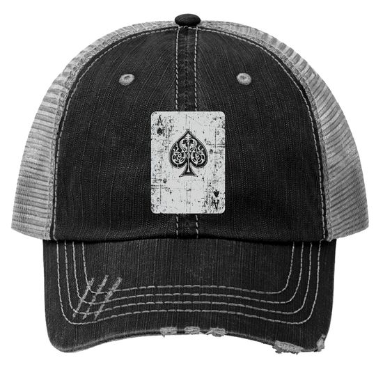 Discover Vintage ace of spades playing card poker Trucker Hats