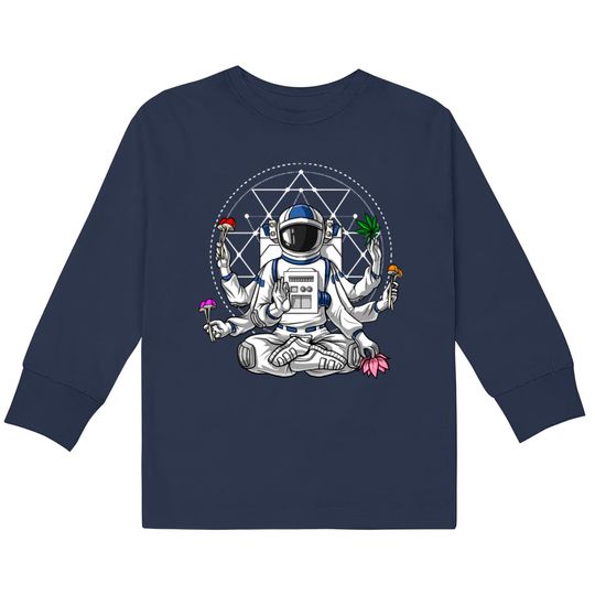 Discover Astronaut Psychedelic Meditation  Kids Long Sleeve T-Shirts