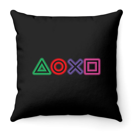 Discover playstation buttons glow Throw Pillows