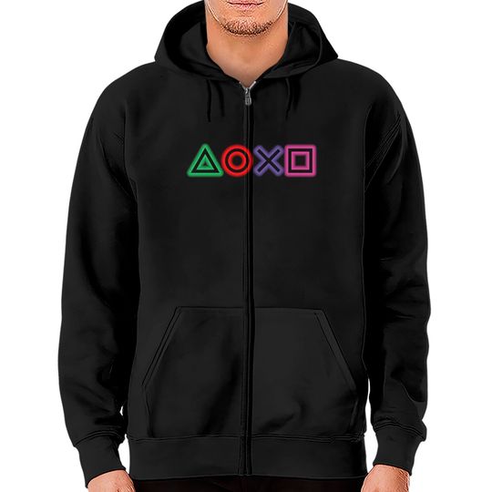 Discover playstation buttons glow Zip Hoodies