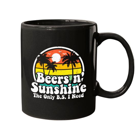 Discover The Only BS I Need Is Beers and Sunshine Retro Beach Mugs