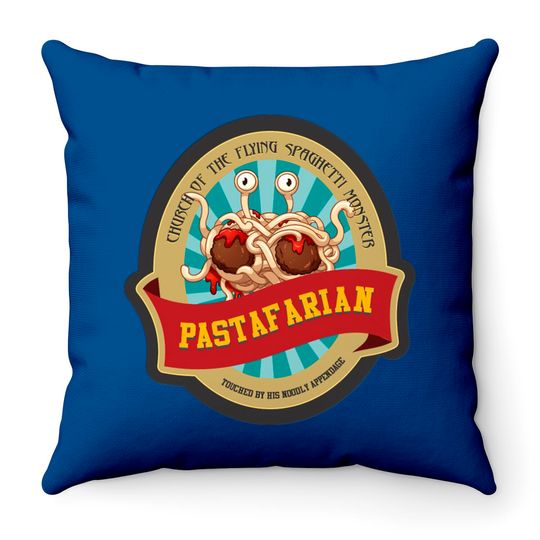 Discover church of flying spaghetti monster Throw Pillows
