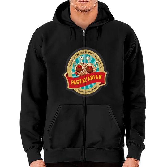 Discover church of flying spaghetti monster Zip Hoodies