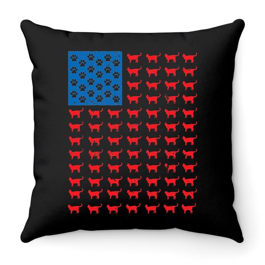 Discover Distressed Patriotic Cat Throw Pillow for Men Women and Kids Throw Pillows