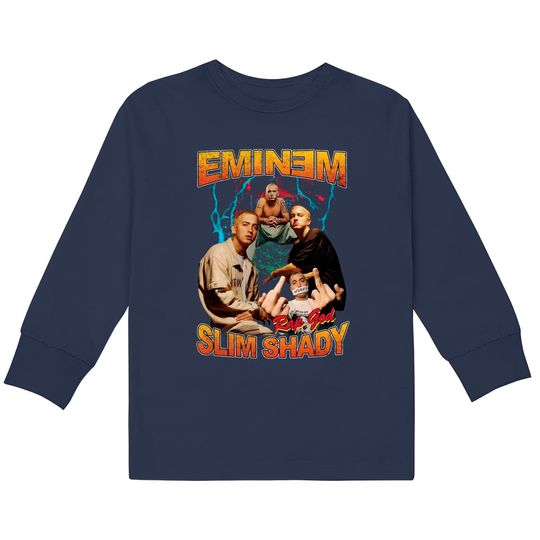 Discover Eminem Retro Vintage Black  Kids Long Sleeve T-Shirts