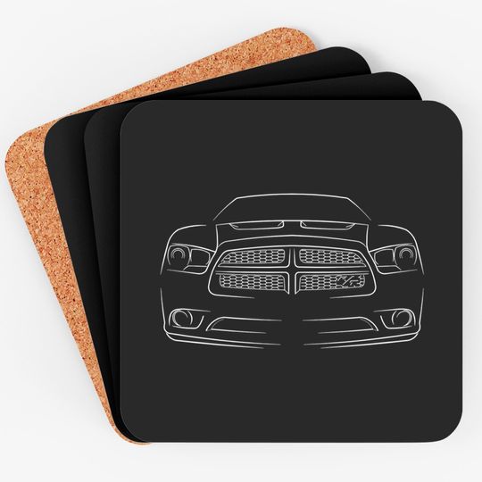 Discover 2013 Dodge Charger R/T - front Stencil, white - Charger - Coasters