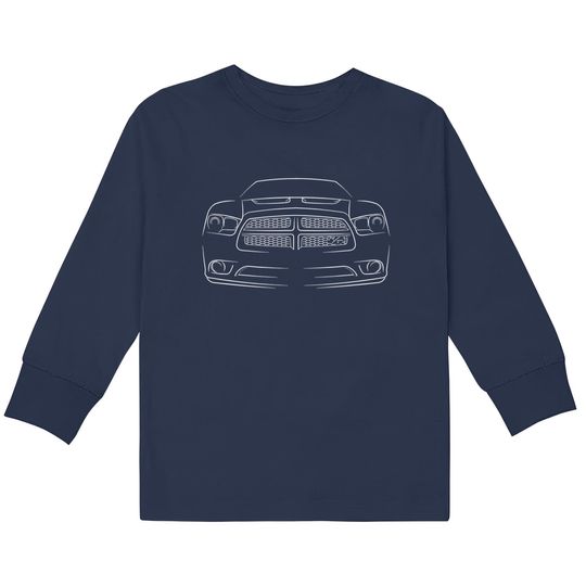 Discover 2013 Dodge Charger R/T - front Stencil, white - Charger -  Kids Long Sleeve T-Shirts