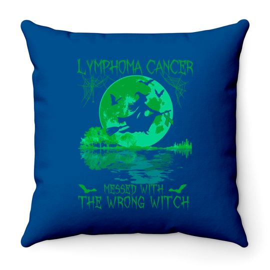 Discover Lymphoma Cancer Messed With The Wrong Witch Lymphoma Awareness - Lymphoma Cancer - Throw Pillows