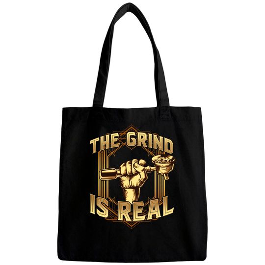 Discover The Grind is Real Funny Baristar Coffee Bar Gift Coffeemaker - Barista - Bags