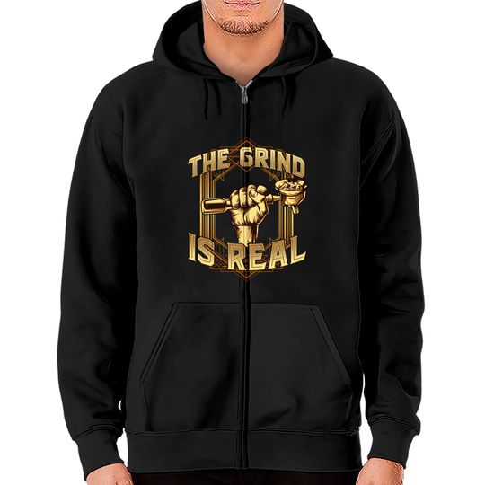 Discover The Grind is Real Funny Baristar Coffee Bar Gift Coffeemaker - Barista - Zip Hoodies
