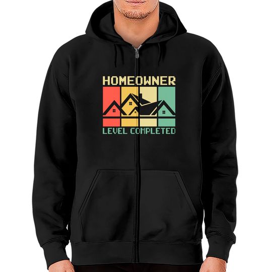 Discover Funny Proud New House Homeowner Level Completed Housewarming - Homeowner - Zip Hoodies