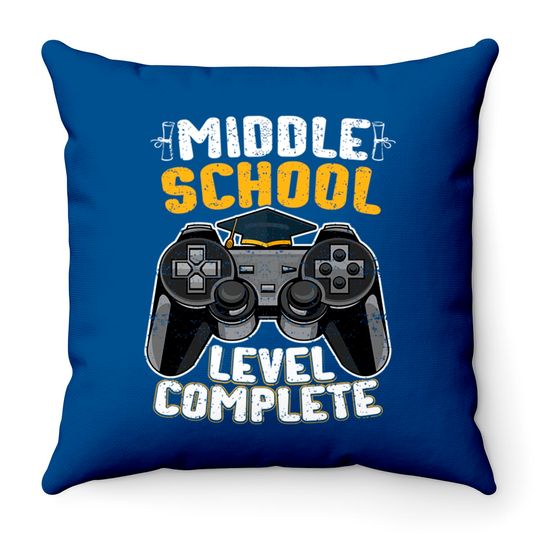 Discover Middle School Level Complete Gamer Graduation - Middle School Level Complete - Throw Pillows