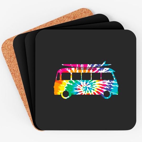 Discover Hippie Van with Surfboard Rainbow