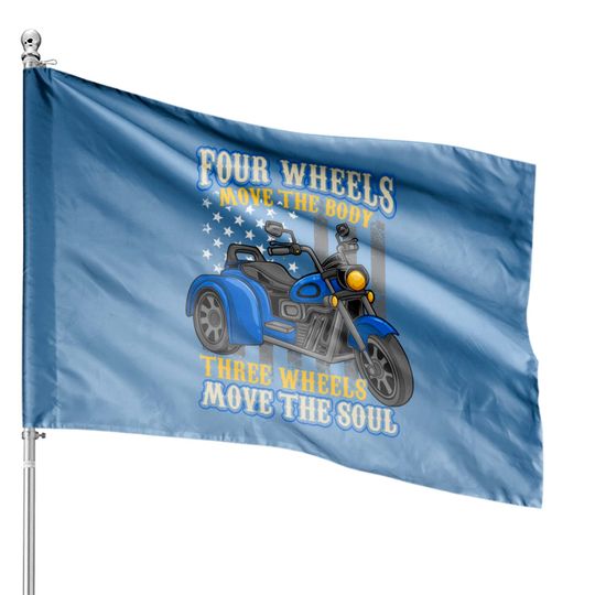 Discover Trike Three Wheels Motorcycle Biker - Trike - House Flags