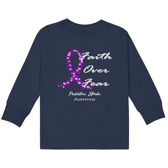 Discover Pediatric Stroke Awareness Faith Over Fear - In This Family We Fight Together - Pediatric Stroke Awareness -  Kids Long Sleeve T-Shirts