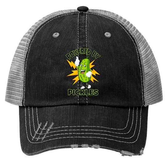 Discover Funny Powered By Pickles Great Pickle Lover Gift Idea - Pickle - Trucker Hats