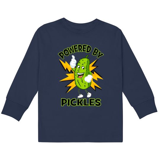 Discover Funny Powered By Pickles Great Pickle Lover Gift Idea - Pickle -  Kids Long Sleeve T-Shirts