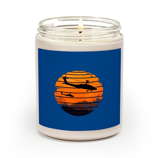 Discover Desert Sunrise AH-64 Apache Attack Helicopter Vintage Retro Design - Ah 64 Apache Helicopter - Scented Candles