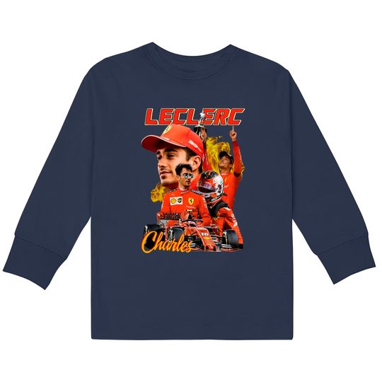 Discover 90s Vintage Charles Leclerc Scuderia Ferrari F1  Kids Long Sleeve T-Shirts, Formula 1 2022 Charles Leclerc Shirt