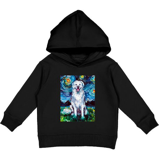 Discover Great Pyrenees Night - Great Pyrenees - Kids Pullover Hoodies