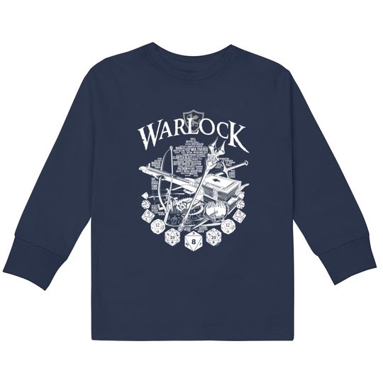 Discover RPG Class Series: Warlock - White Version - Warlock -  Kids Long Sleeve T-Shirts