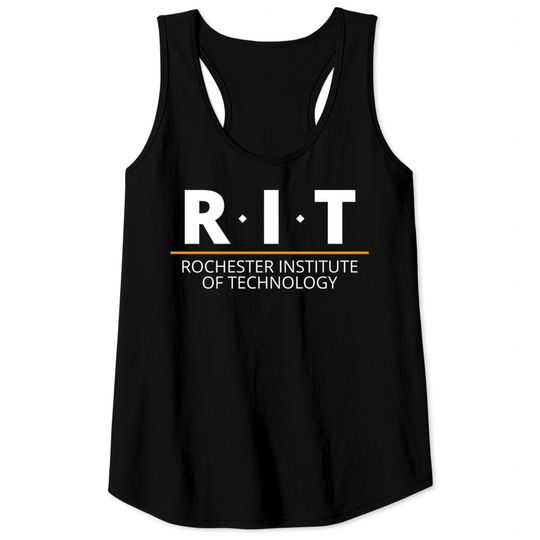 Discover R.I.T | Rochester Institute of Technology (Dot, White, Orange Bar) - Rit - Tank Tops