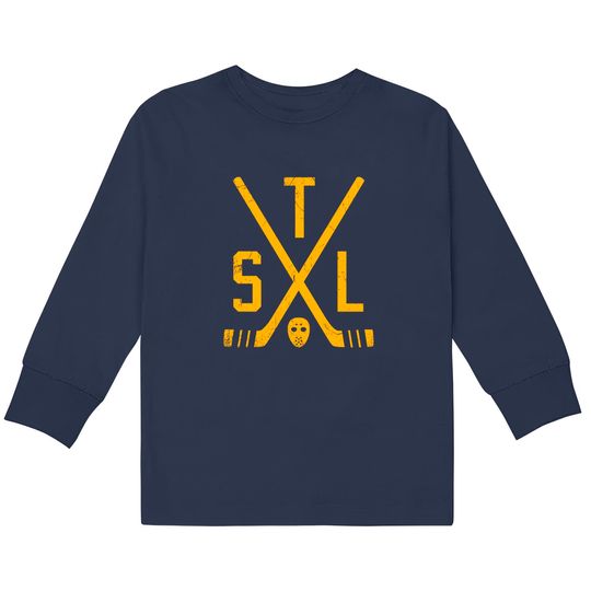 Discover STL Retro Sticks - Blue - St Louis -  Kids Long Sleeve T-Shirts