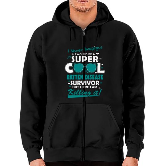 Discover Batten Disease Awareness Super Cool Survivor - In This Family No One Fights Alone - Batten Disease Awareness - Zip Hoodies