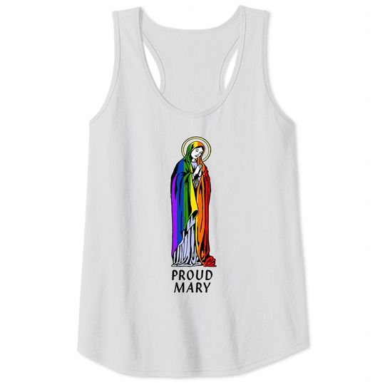 Discover Mother Mary Shirt, Mother Mary Gift, Christian Shirt, Christian Gift, Proud Mary Rainbow Flag Lgbt Gay Pride Support Lgbtq Parade Tank Tops
