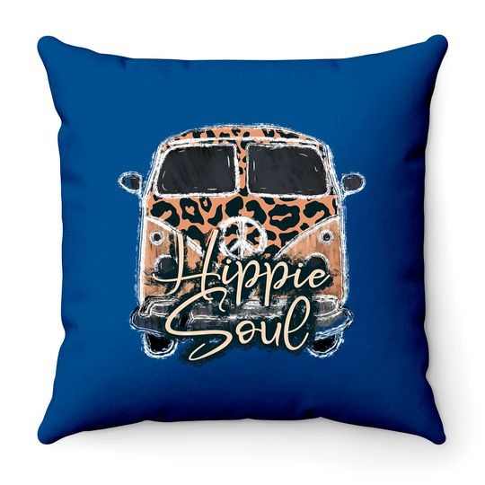 Discover Hippie Soul VW Van by Clementines Throw Pillows