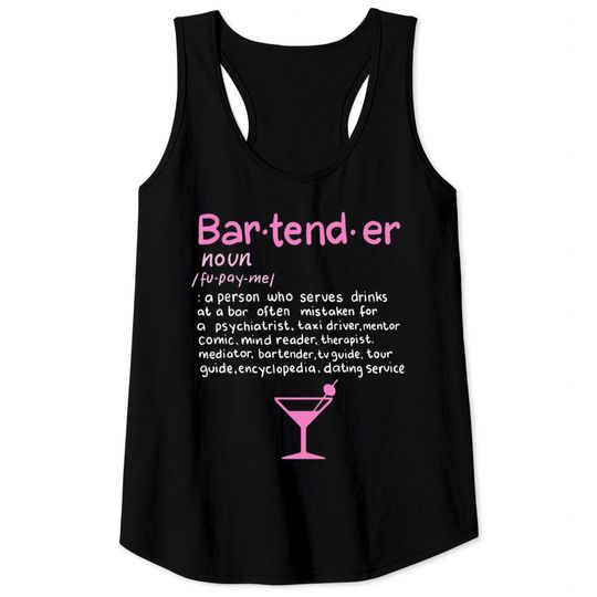Discover Bartender Noun Definition T Shirt Funny Cocktail B Tank Tops