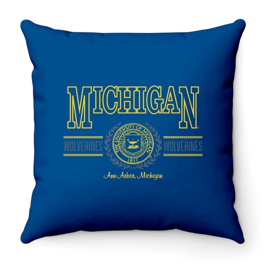 Discover Vintage 90s The University of Michigan Crewneck Throw Pillows