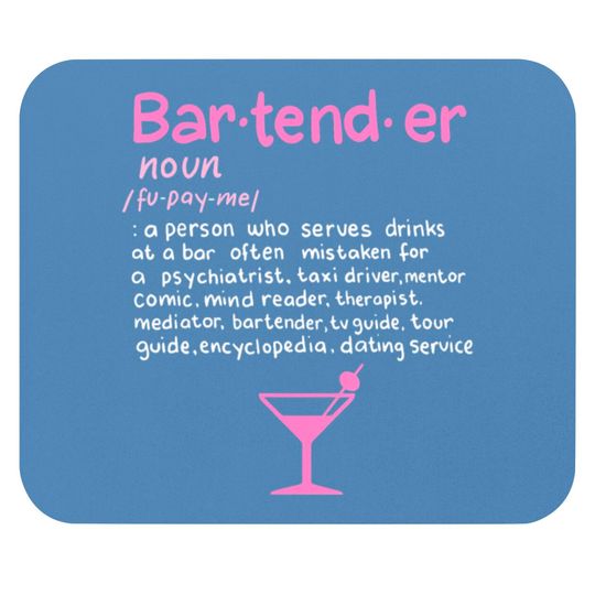 Discover Bartender Noun Definition Mouse Pad Funny Cocktail B Mouse Pads