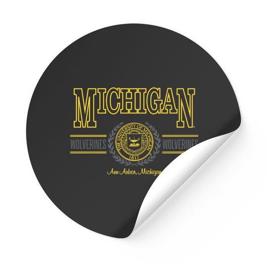 Discover Vintage 90s The University of Michigan Crewneck Stickers