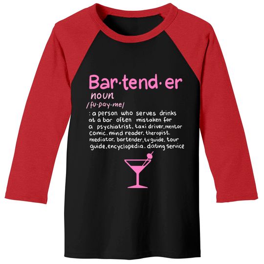 Discover Bartender Noun Definition T Shirt Funny Cocktail B Baseball Tees