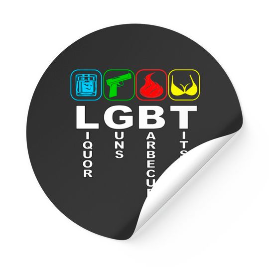 Discover LGBT Parodie Liquor Guns Barbecue Tits Stickers