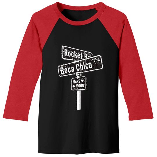 Discover SpaceX Boca Chica Road Sign distressed design Baseball Tees