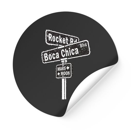Discover SpaceX Boca Chica Road Sign distressed design Stickers