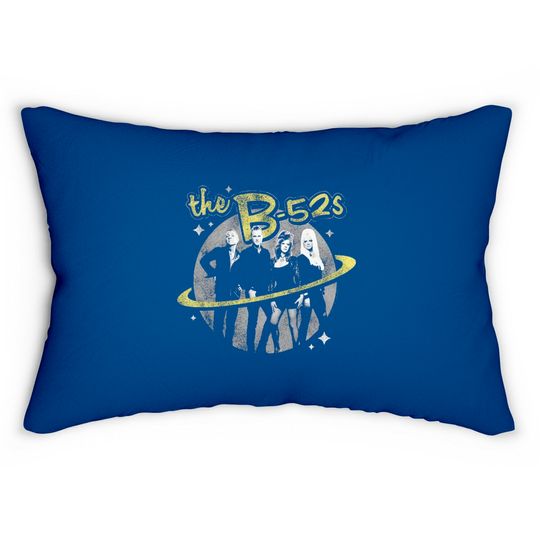 Discover The B-52's Logo and Planet Navy Heather Lumbar Pillows