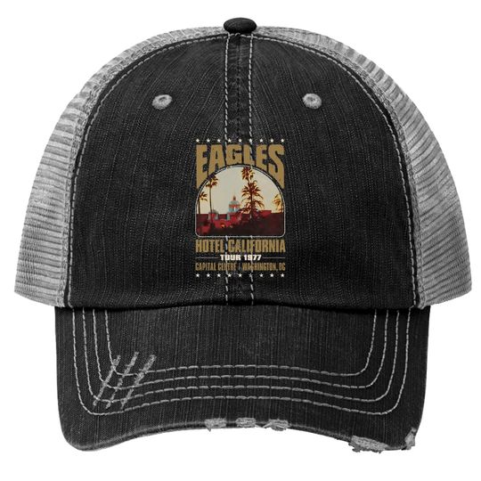 Discover Hotel California Eagles Concert Tour 2022 Rock Band Trucker Hats