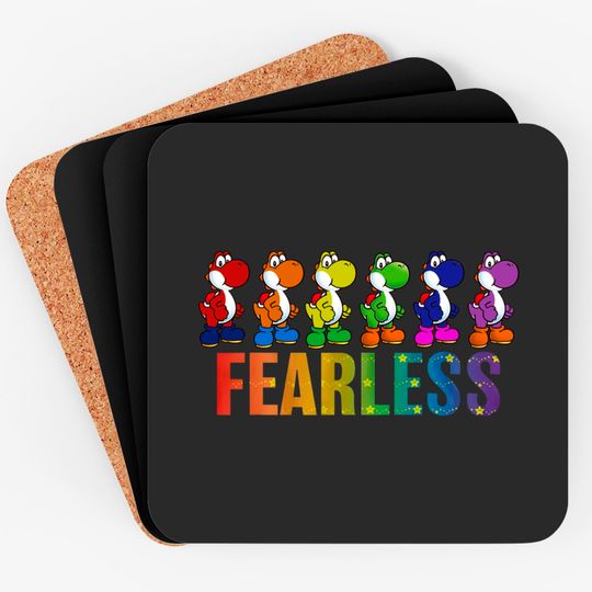 Discover Super Mario Pride Yoshi Fearless Rainbow Line Up Unisex Coaster Adult Coasters