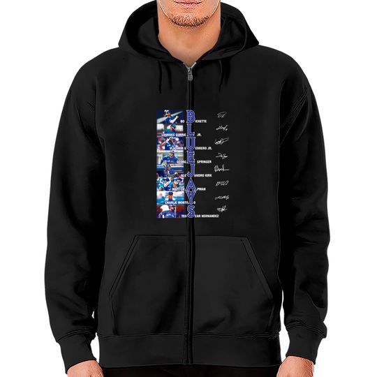 Discover Blue Jays Signatures Unisex Zip Hoodies, Blue Jays Lovers Gifts, Blue Jays Fans Tee