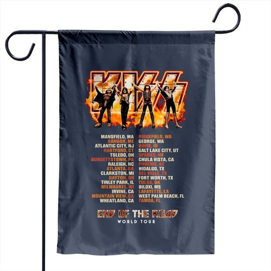 Discover KISS End Of The Road World Tour Tank Tops, Kiss Tour Dates Garden Flags, Kiss Rock Band Tank Tops