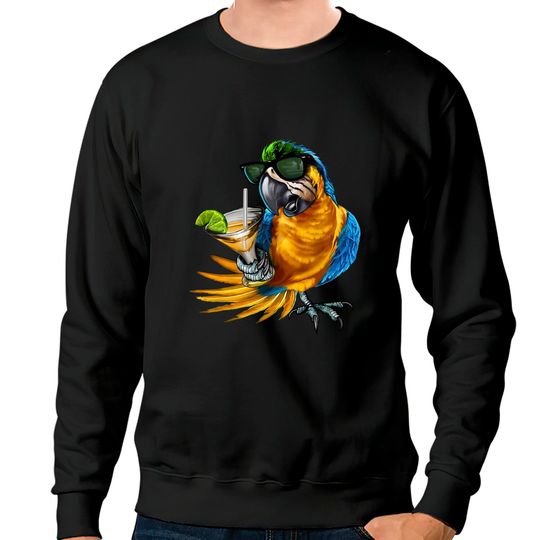 Discover Macaw Parrot Drinking Margarita Tropical Beach Vacation Bird Sweatshirts