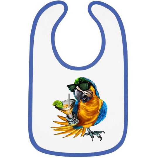 Discover Macaw Parrot Drinking Margarita Tropical Beach Vacation Bird Bibs