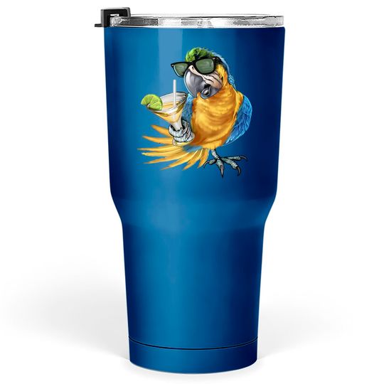Discover Macaw Parrot Drinking Margarita Tropical Beach Vacation Bird Tumblers 30 oz