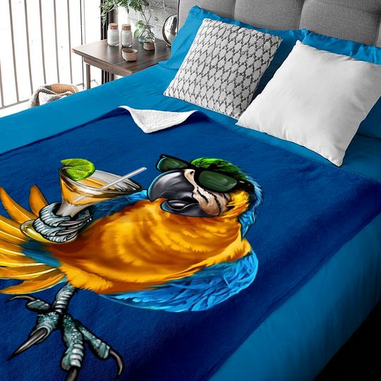 Discover Macaw Parrot Drinking Margarita Tropical Beach Vacation Bird Baby Blankets