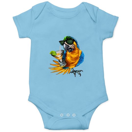 Discover Macaw Parrot Drinking Margarita Tropical Beach Vacation Bird Onesies
