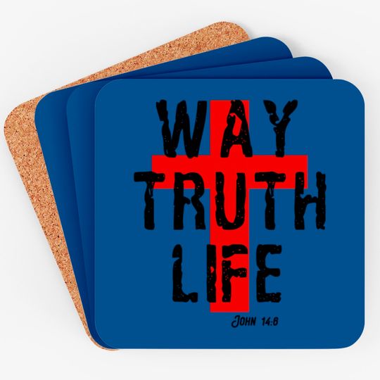 Discover Way Truth Life Christian Cross Coasters