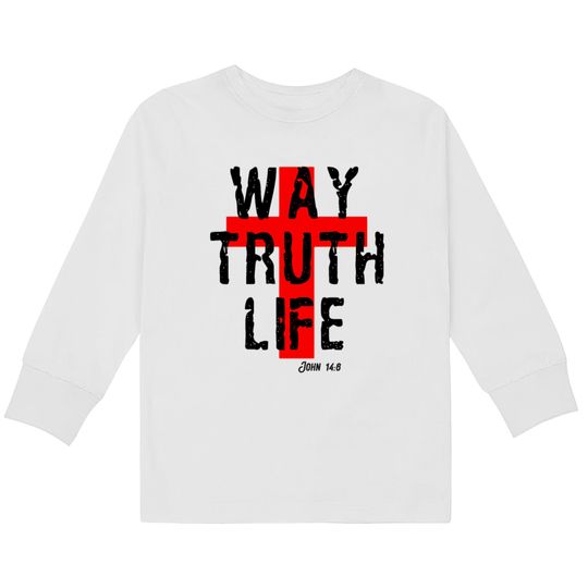 Discover Way Truth Life Christian Cross  Kids Long Sleeve T-Shirts